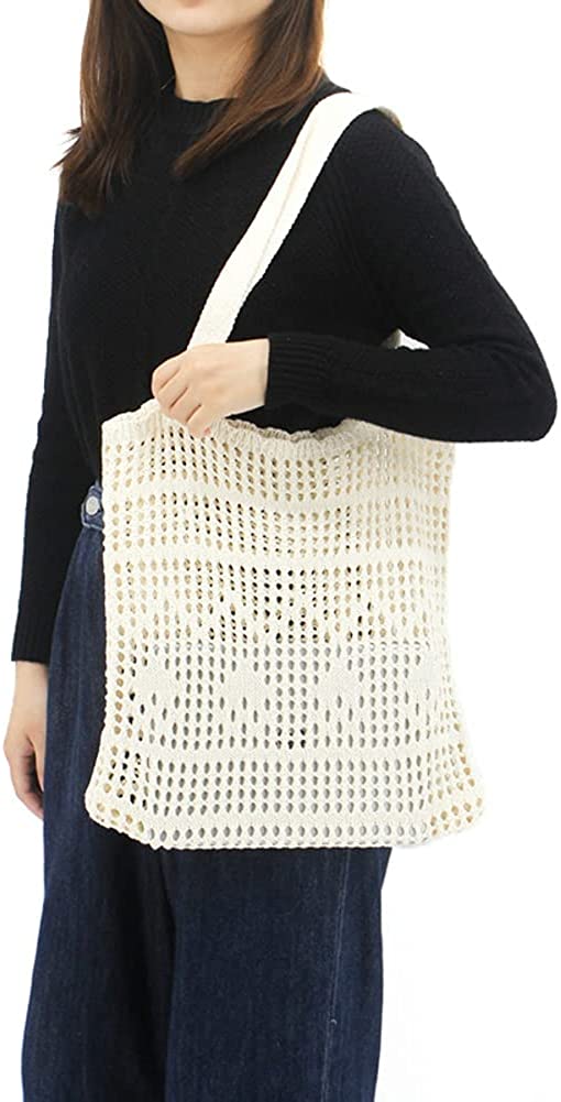 CoCopeaunts Summer Beach Bag, Women Hollow Knitted Bag Fashion Large Crochet Shopping Shoulder Bag Handbag Vacation Purse