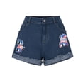 thumbnail image 5 of CALAFEBILA Denim Womens Jean Shorts Mid Rise Summer Shorts for Women Blue American Flag Graphic Casual with Pockets Independence Day Distressed Ripped 4th of July Shorts, 5 of 6