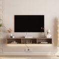 thumbnail image 6 of 69 Inch Floating TV Stand Wall Mounted with 16 Color LEDs Entertainment Center for 55 to 65 Inch TVs,Wood, 6 of 8