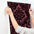 thumbnail image 5 of A-Street Prints Shadow Merlot Flocked Damask Wallpaper, 5 of 7