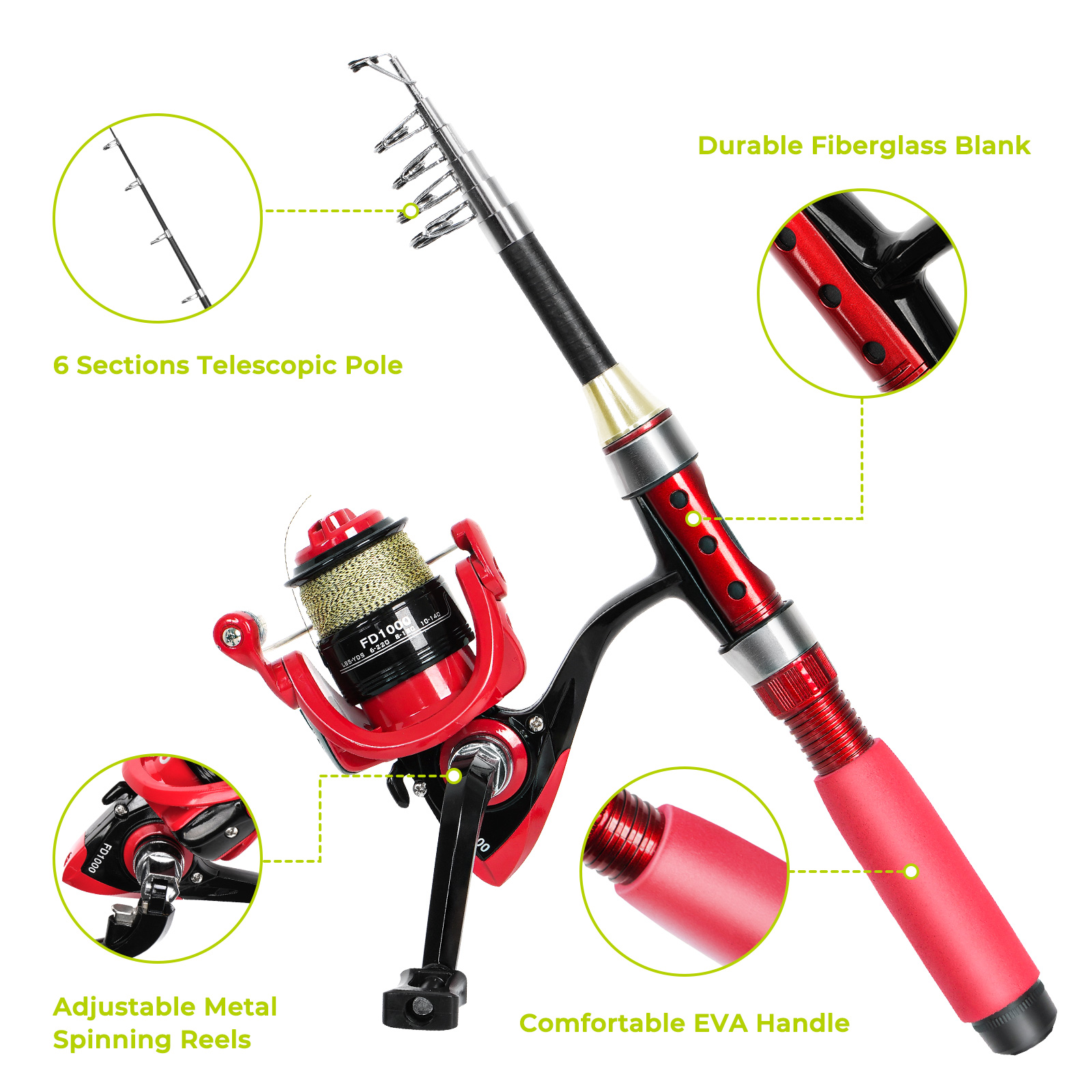 Telescopic Fishing Rod & Reel Combo – Carbon Fiber Rod, 100M Line, Tackle, Pliers, Carrying Case, Fresh & Saltwater Ready