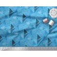thumbnail image 2 of Soimoi Blue Silk Fabric Facets Triangle Geometric Print Fabric by the Yard 44 Inch Wide, 2 of 3