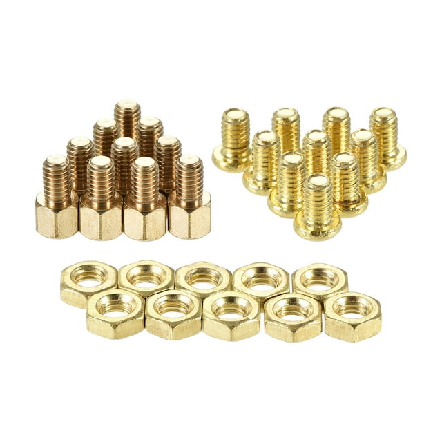 Unique Bargains Hexagonal Laiton Entretoise Mâle-Femelle Vis Écrou Kit 20 Ensembles 5mm + 6mm
