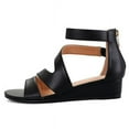 thumbnail image 2 of Pennysue Women's Black Pu Open Toe Shoes Ankle Strap Low Wedge Sandals 8M, 2 of 7