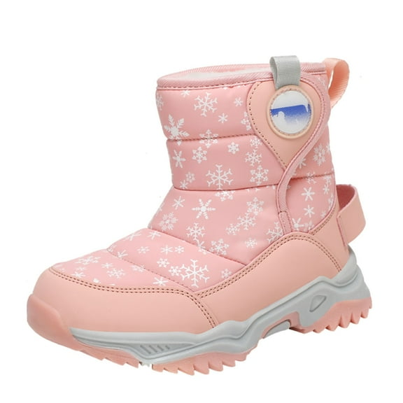 BOBOGOJP Boys Girls Snow Boots for Toddler Kids Winter Outdoor Non Slip Waterproof Mid Calf Warm Shoes with Lined Orange for Size 2