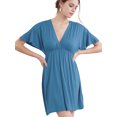 thumbnail image 2 of Made by Johnny Women's Airy Short Sleeve Kimono Style Deep V Neck Dress Top S-3XL Plus Size M DENIM, 2 of 6
