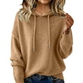 thumbnail image 3 of Women's Long Sleeved Solid Color Hooded Pullover Knitted Sweater Tops, 3 of 6