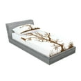 thumbnail image 2 of Ambesonne Animal Fitted Sheet & Pillow Sham Set, Owl Autumn Tree Branch, Twin, Chocolate Pale Blue, 2 of 2