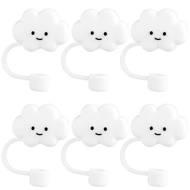 6 uds tapa de pajita de silicona reutilizable patrón de dibujos animados de nube tapón de pajita para beber juego lindo tapón de pajita para 8mm (0,31 pulgadas)