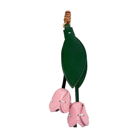 Yatlte Charms for Handbags, Purse Charms, Tulip Flower Purse Keychain, Handmade Leather Leaf Flower Keychains for Women