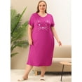 thumbnail image 2 of Women's Plus Size Nightgown Cat Print with Pocket Sleep Dress Sleepwear Fuchs4X, 2 of 5