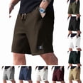 thumbnail image 5 of Mens Shorts with Pockets and Drawstring Jacquard Texture Casual Men's Shorts Waffle Knit Short, Brown, M, 5 of 5