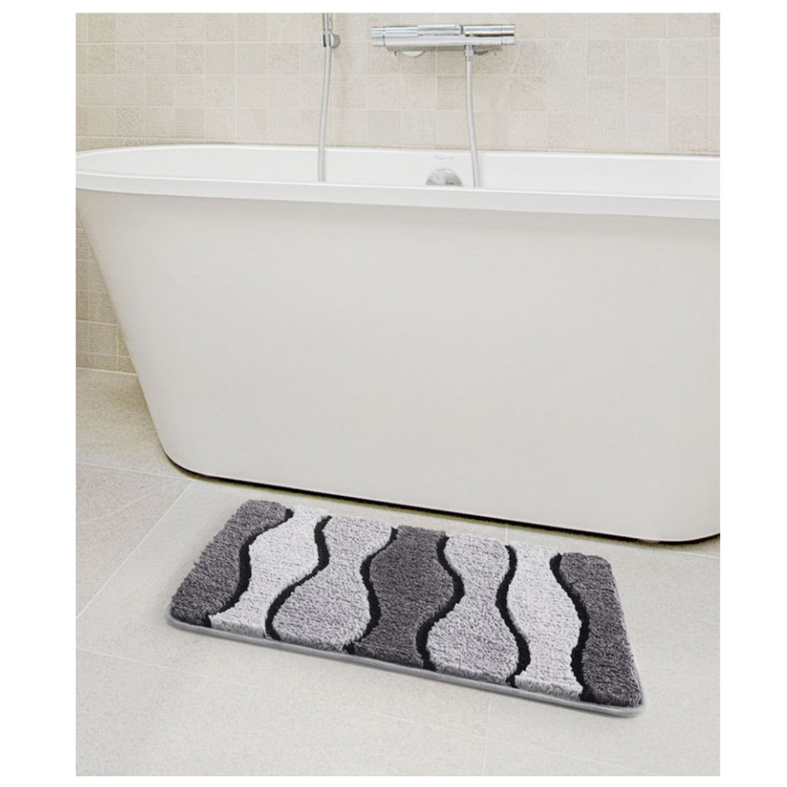 Kbndieu Bathroom Rug Mat Extra Soft and Absorbent Microfiber Bath Rug Non Slip Bath Mat Carpet Wash Dry Shower Mats for Bathroom Floor Tub Gray