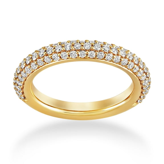 ARAIYA FINE JEWELRY 14K Yellow Gold Diamond Three Row Eternity Band Ring (7/8 cttw, I-J Color, I2-I3 Clarity), Size 7