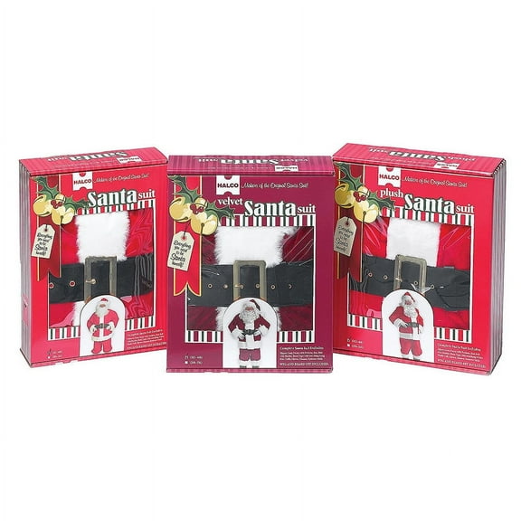 Halco Men's Velveteen Red Santa Suit 10-piece Set Costume - Size X-Large