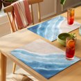 thumbnail image 4 of Navy Blue Waves Coastal Placemats Set of 4 Summer Beach Ocean Seaside Place Mats Indoor Wipeable Table Mats Washable Cloth Dining Table Placemats for Kitchen Holiday Party Home Decor 13x19 Inch, 4 of 9