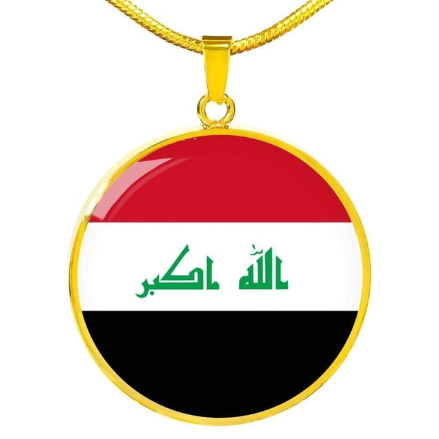 Collier Drapeau de l'Irak en Acier Inoxydable Ou or 18 Carats 18-22"