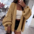 thumbnail image 5 of Stichou Womens Oversized Cardigan Sweaters 2025 Fall Long Lantern Sleeve Loose Chunky Knit Open Front Lightweight Sweater Camel M, 5 of 7