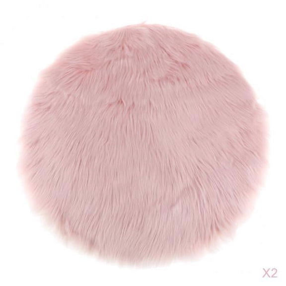 kowaku 2x Faux Seat Cushion Shaggy Mat Artificial Pad Sofa Cushion Soft Fleece Material Suitable for Office Chair Bedroom Floor