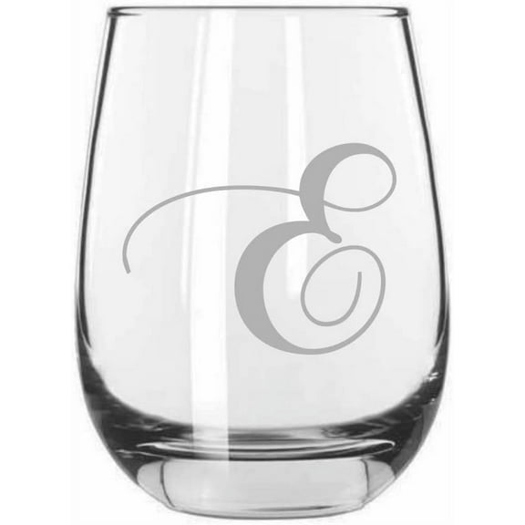 E Chopin Monogrammed Etched 15.25oz Libbey Stemless Wine Glass