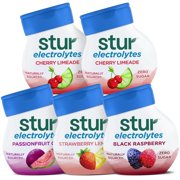 Stur Classic Real Fruit Liquid Drink Mix Variety Pack,Liquid Water Enhancer, Sugar-Free, 5 Pack