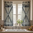 thumbnail image 2 of Farmhouse Gray Barn Door Kitchen Curtains Vintage Country Small Short Wood Window Drapes Rustic Farm Wooden Window Curtains for Bathroom Bedroom 2 Panels Window Treatment Tiers 26x36 Inch, 2 of 3