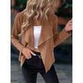 thumbnail image 6 of Women's Faux Suede Jacket Fashion Autumn Long Sleeve Front Opening Cropped Coat, 6 of 8
