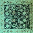 thumbnail image 1 of Ahgly Company Machine Washable Indoor Square Oriental Turquoise Blue Industrial Area Rugs, 5' Square, 1 of 4