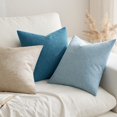 thumbnail image 4 of Juego de 2 fundas de almohada MIULEE de lino Farmhouse, 50 x 50 cm, color azul claro, 4 of 6