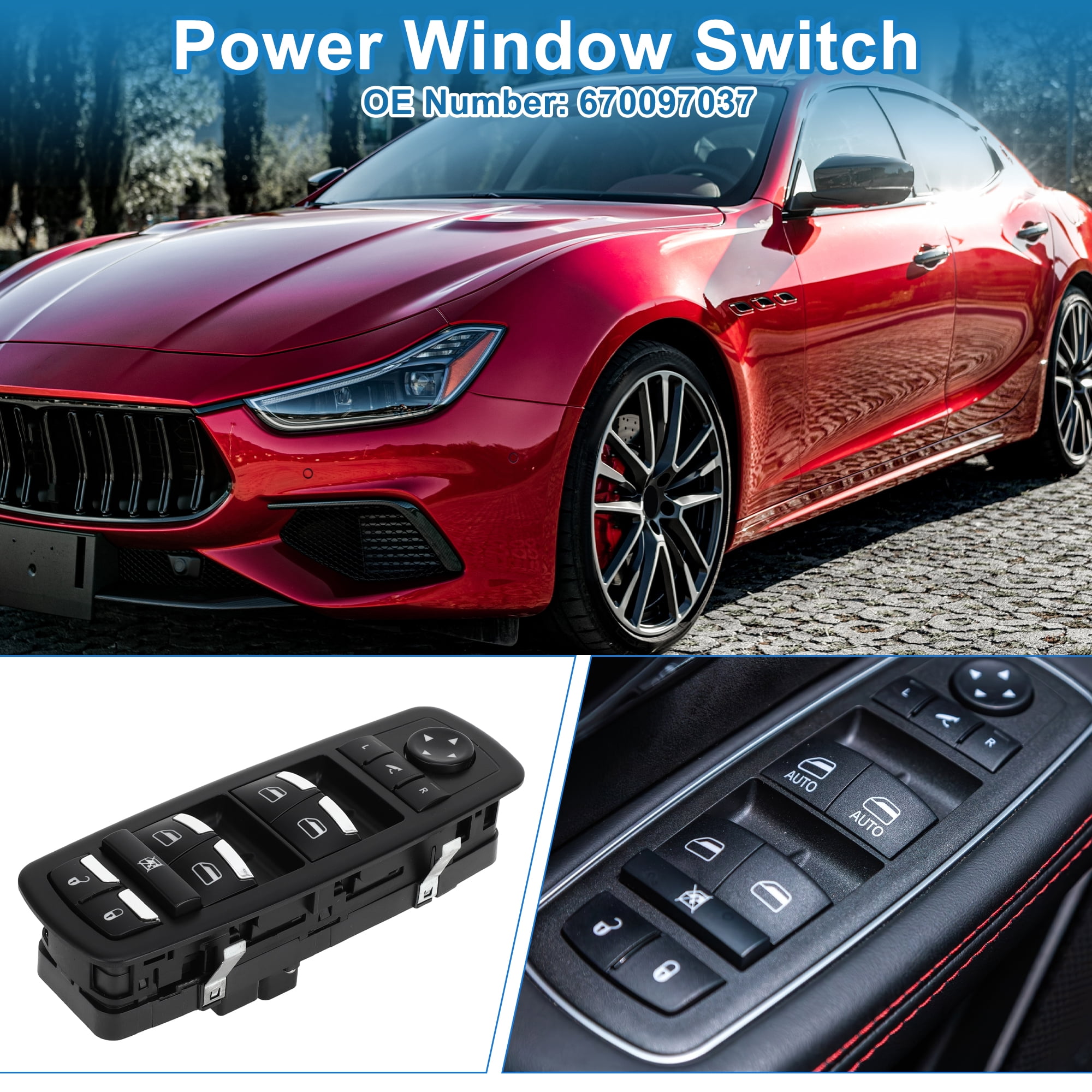 Unique Bargains Power Window Switch for Maserati Ghibli 2014-2018 Front Left Black