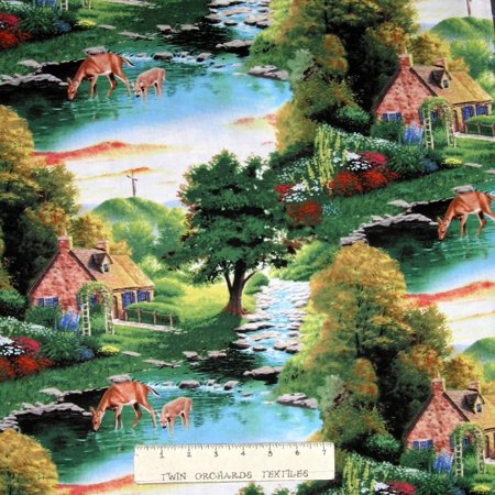 2pcs Religious Fabric - God So Loved he World Fores Scene - YARD