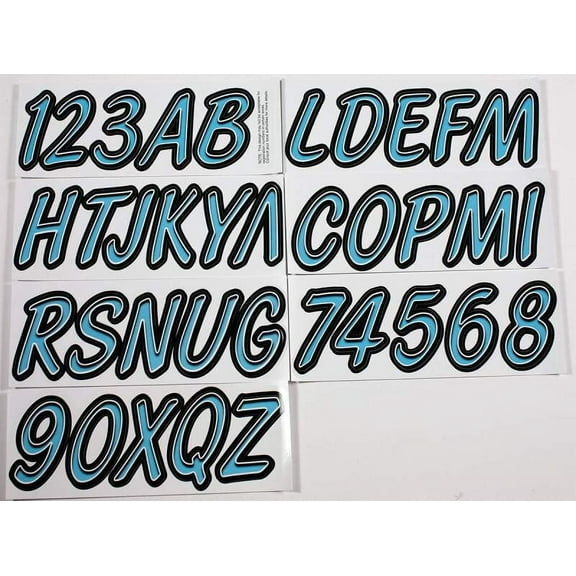 Hardline Boat Lettering Registration Kit 3 in. - 400 Cyan Blue/Black