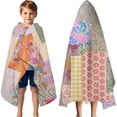 thumbnail image 3 of Pioneer Flower Floral Print Pattern Hooded Bath Towel，60"x35" for Ages 3 To 12 Kids, Quick Dry Lightweight Soft Microfiber Hood Beach Towel Cover Up for Kids, 3 of 7
