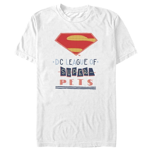 Men's DC League of Super-Pets Dotted Superman Crest  Graphic Tee White Large
