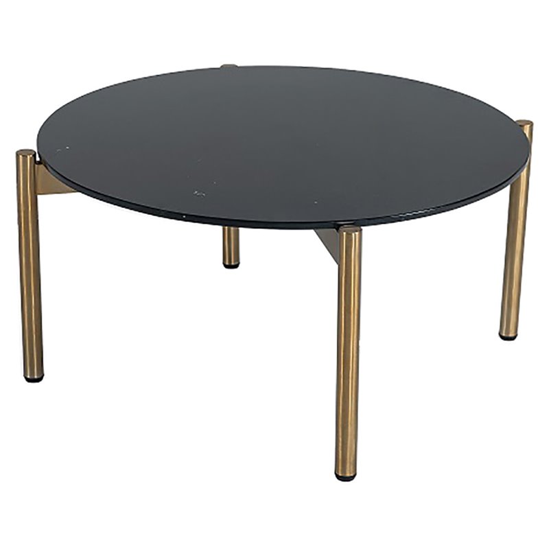 Modrest Denzel Round Contemporary Metal & Marble Coffee Table in Black