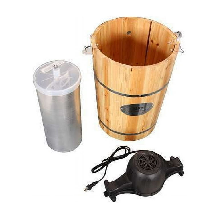 6 Qt. Electric Motorized Old-Fashioned Bucket Ice Cream Maker & Hand Crank