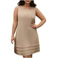 thumbnail image 2 of Ovzne Robes pour Femmes Robe pour Femme Grande Taille Été Aguichant Mode Couleur Unie Sans Manches Col Rond Robe Femmes Liquidation, 2 of 7