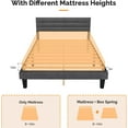 thumbnail image 4 of Zimtown Twin Platform Upholstered Bed Frame with Soft Adjustable Headboard, Wooden Mattress Foundation,No Box Spring Needed, Dark Gray, 4 of 7