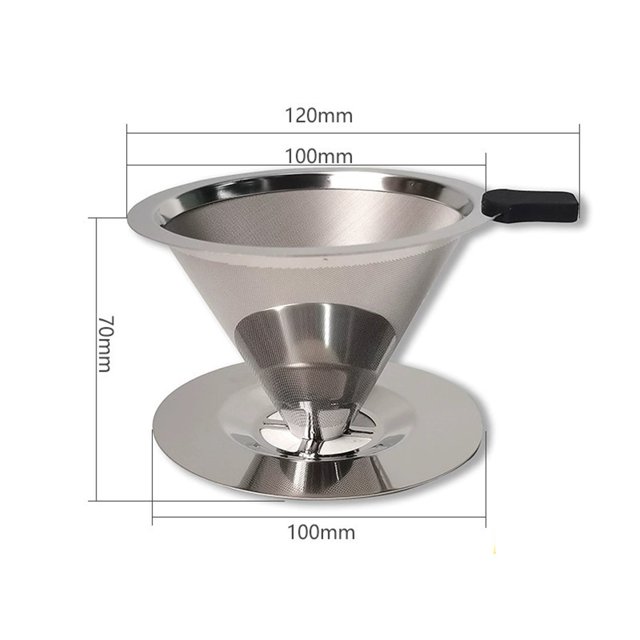 1Pcs Support de Filtre à Café Réutilisable en Acier Inoxydable pour Thé avec Base