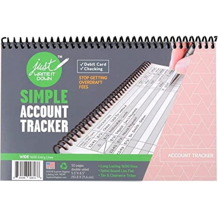 Superior Register Simple Account Tracker, 8.5 x 5.5, Money Ledger, Wide Edition, 1 each