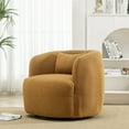 thumbnail image 4 of 34" Wide Brown Bouclé Swivel Barrel Accent Chair with Pillow, Modern Upholstered Armchair, 4 of 11