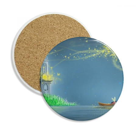 

Silent Night Lighthouse Fairy Fuying Painting Coaster Cup Mug Tabletop Protection Absorbent Stone