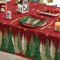 thumbnail image 3 of Christmas Tablecloth 60×84 Inch Rectangular, Christmas Trees Red Washable Table Cover for Party Picnic Dinner Decor, 3 of 5
