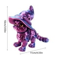 thumbnail image 2 of Figurita mágica de gato con sombrero. Estatua decorativa impresa en 3D. Colores naranja y morado deslumbrantes., 2 of 6