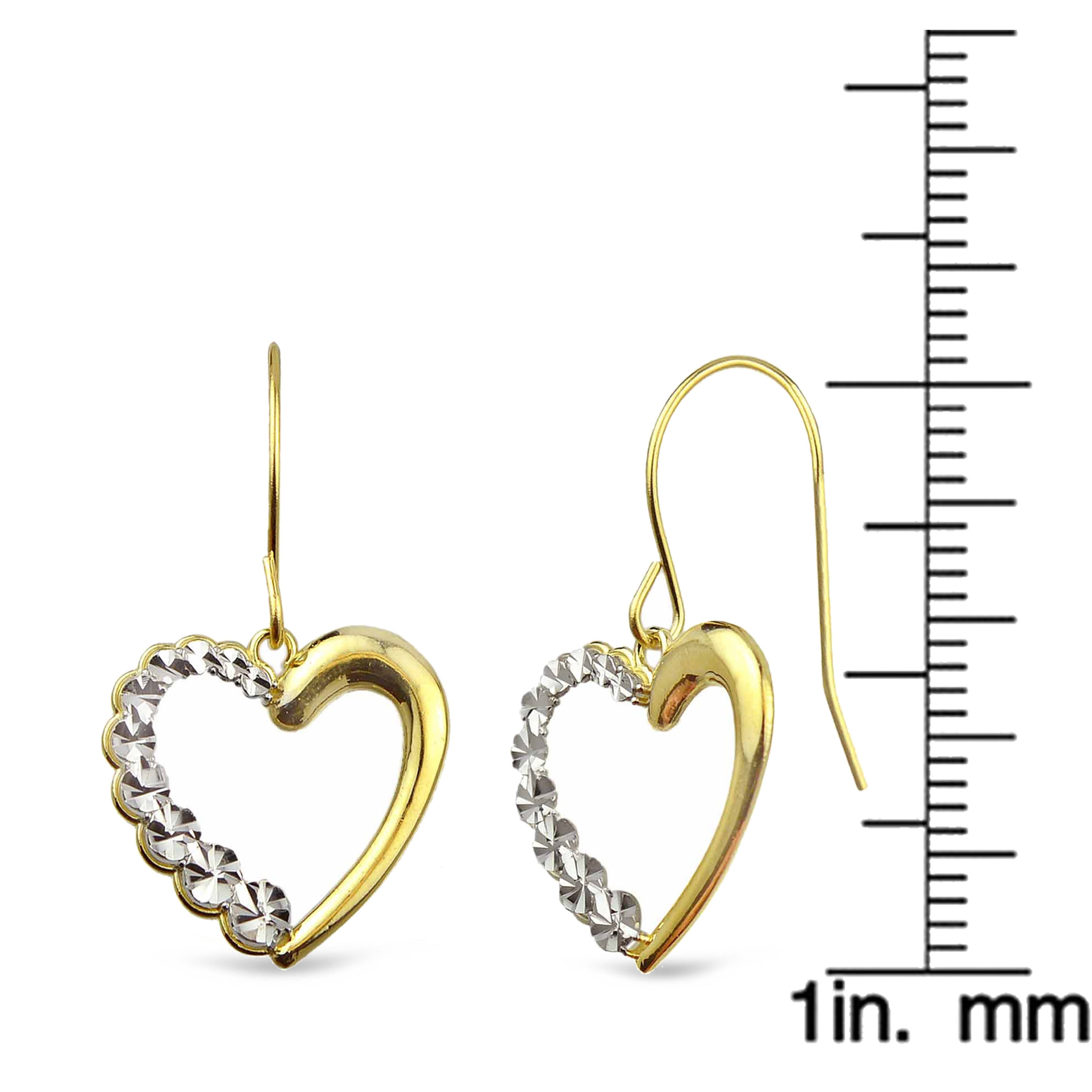 Handcrafted 10kt Yellow Gold Diamond-Cut Heart Dangle Earrings - image 3 of 3
