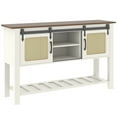 thumbnail image 4 of YODOLLA 46'' Kitchen Sideboard Buffet Cabinet with 2  Rattan Sliding Barn Door,  Shelves and Bottom Open Shelf, White, 4 of 8