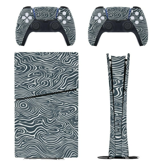 Skin Sticker for PS5 Slim Standard PS5 Pro Disc Digital Edition Console and Controllers Decals for Playstation 5 (Water Pattern,PS5 Slim Disc Edition)