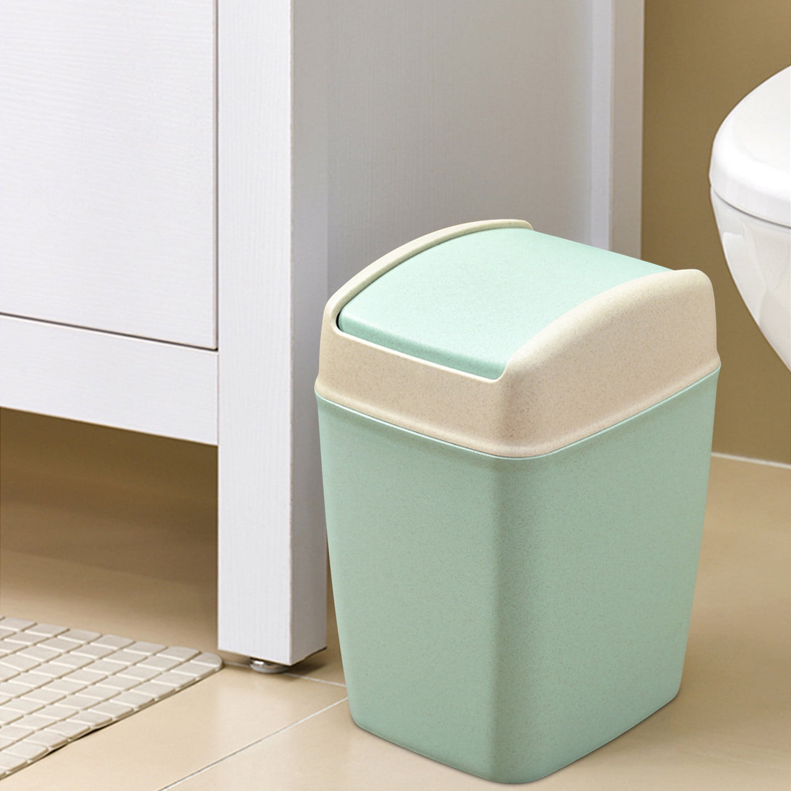 Kitchen Trash Can, Step-On Garbage Can with Lid, Tall Kitchen & Bathroom Trash Can, Small Office Waste Bin, Green - Xuniizn