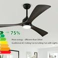 thumbnail image 4 of Yesfashion 52" Ceiling Fan Lights with 3 Blade Ceiling Fans 6 Speed Levels Remote Control Quiet DC Motor for Patio Living Room, Bedroom, Office, Indoor, 4 of 7
