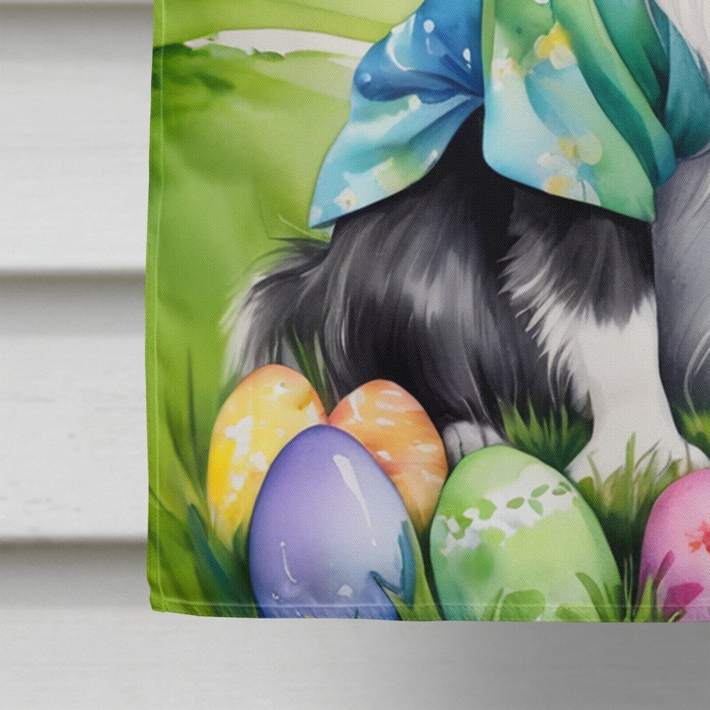 Japanese Chin Easter Egg Hunt House Flag 28 in x 40 in